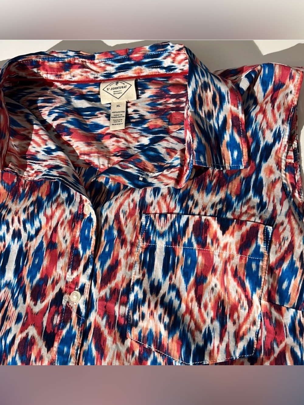 St. John's Bay classic shirt shell tank top multi red summer womens XL NEW! - Picture 3 of 5